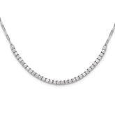 Sterling Shimmer Sterling Silver Rhodium-Rhodium-Plated CZ 33 Stone 16 inch with 2 inch extender Paperclip Link Necklace